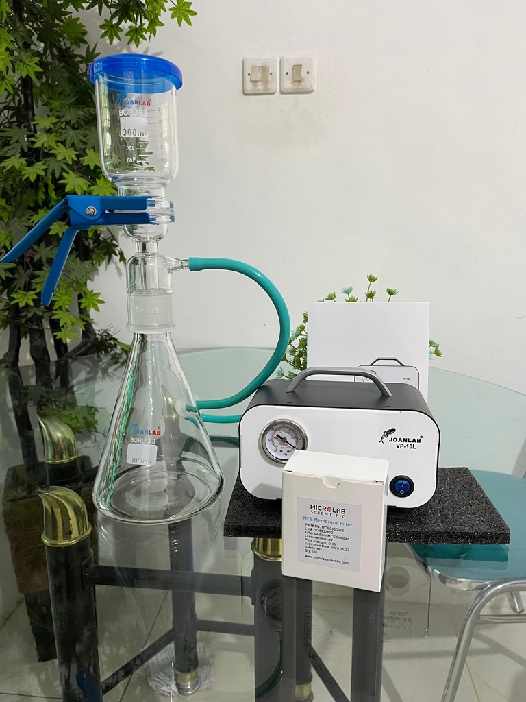 Set Glass Vacuum Filtration,Vacuum Pump and MCE Membrane 47mm 0,45um