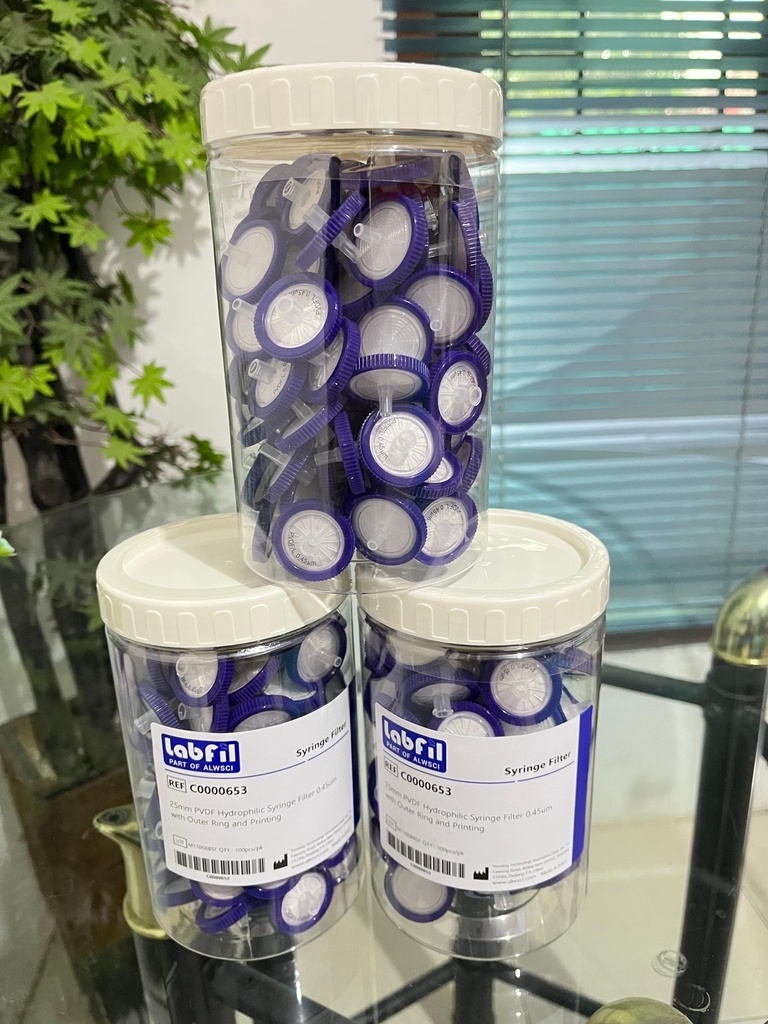 PVDF Syringe Filter 25mm Hydrophilic 0.45um Labfil C0000653