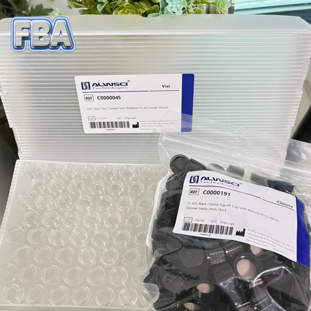 Sample Vial 5ml Clear Glass Plus 15-425 Black Closed Top PP Cap ALWSCI
