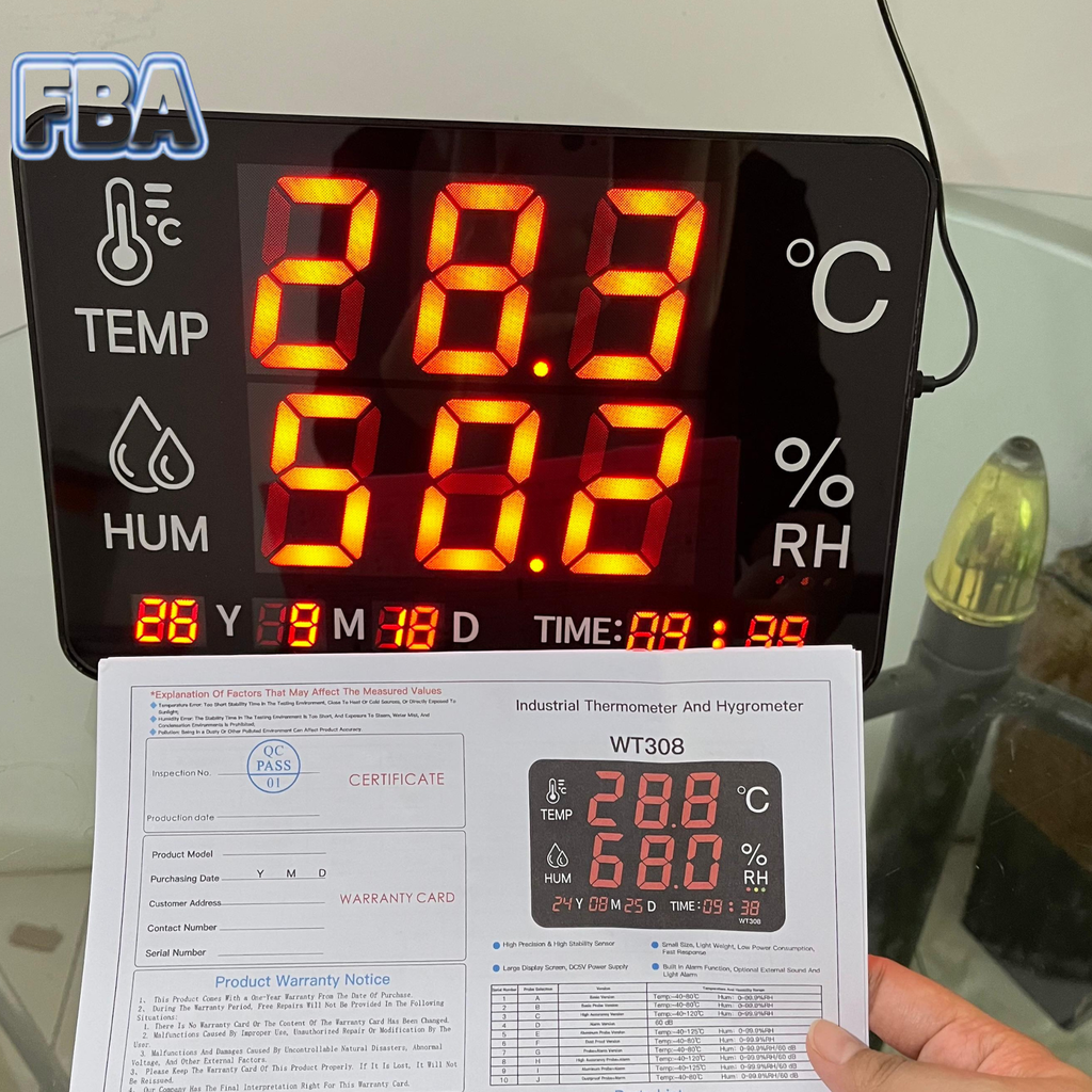 Digital Large Display Thermohygrometer with internal alarm and connector output RS485 WT308G
