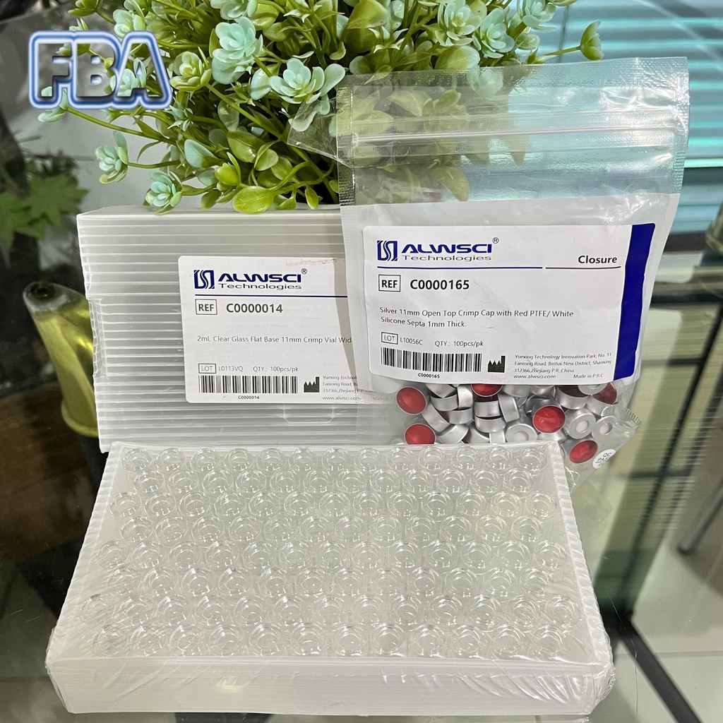 Botol Vial Clear 2 ml Glass 11 mm Crimp Vial Plus Tutup Open Top Crimp