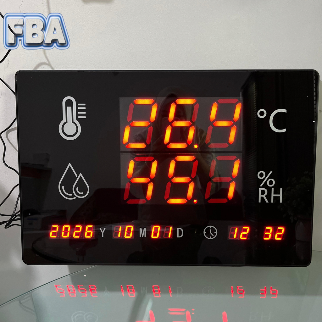 Thermohygrometer Temperature Humidity 24 Inch Internal Alarm include Time, Date, Year and Week 60 x 40cm 