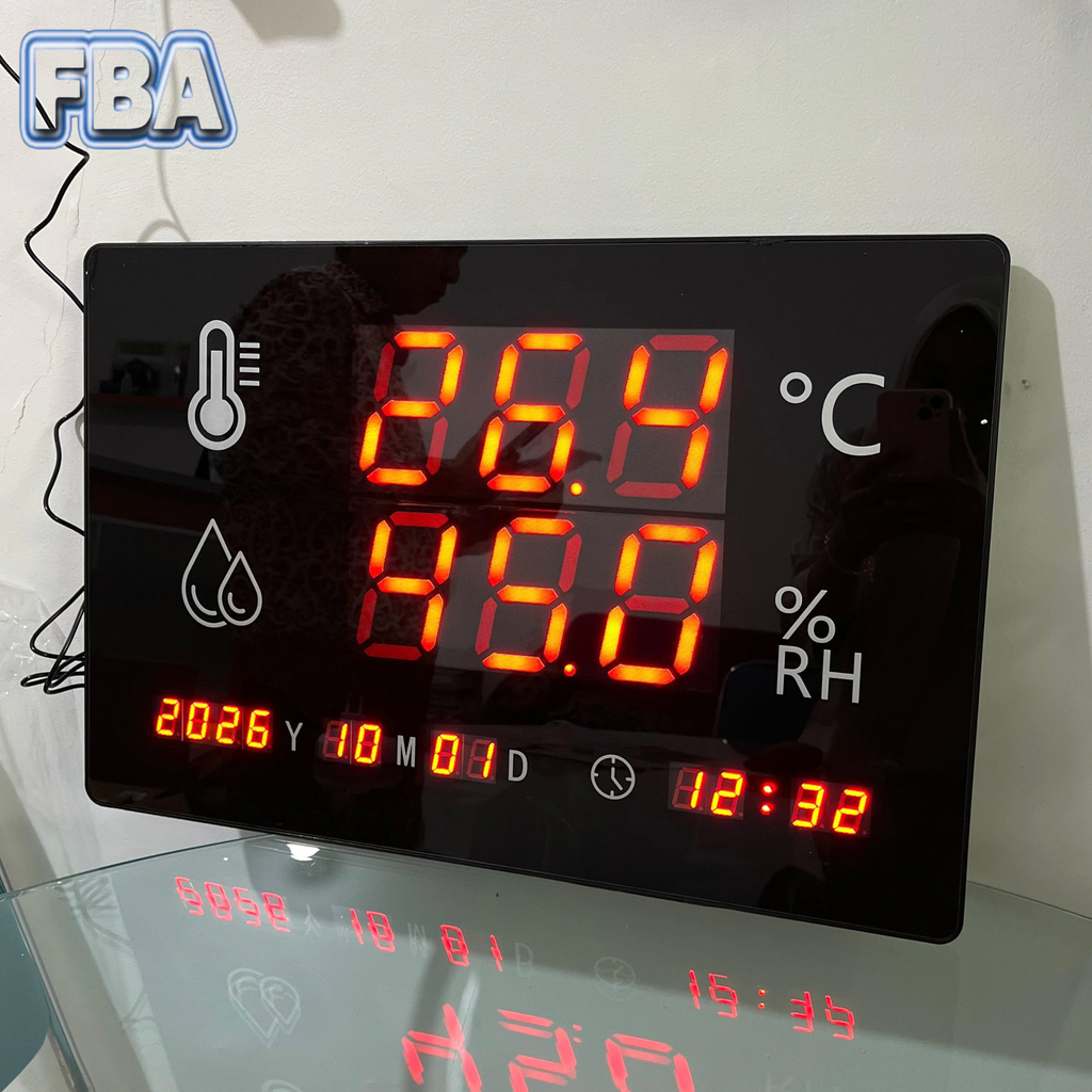  Large Thermohygrometer 60 x 40cm Temperature Humidity 24 Inch Internal Alarm include Time, Date, Year and Week 