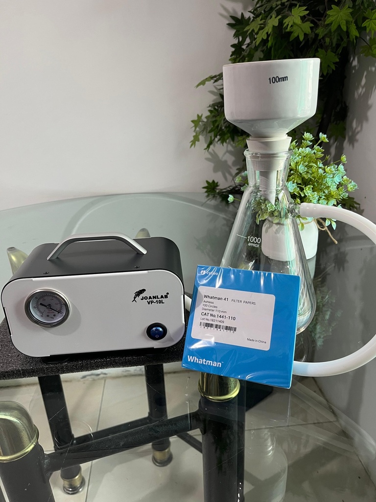 Set Buchner Filter 100mm Plus Vacuum Pump VP-10L JOANLAB And Filter Papers No.41 Dia. 110mm 1441-110