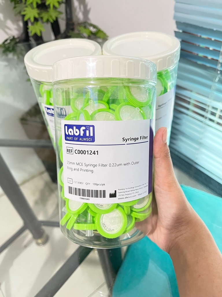 MCE Syringe Filter 25 mm 0.22 um with Outer Ring and Printing