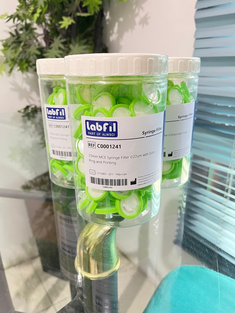 MCE Syringe Filter 25 mm 0.22 um with Outer Ring and Printing