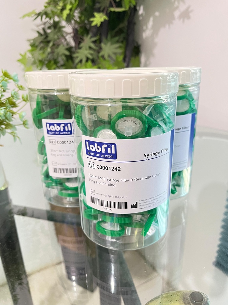 MCE Syringe Filter 25 mm 0.45 um with Outer Ring and Printing
