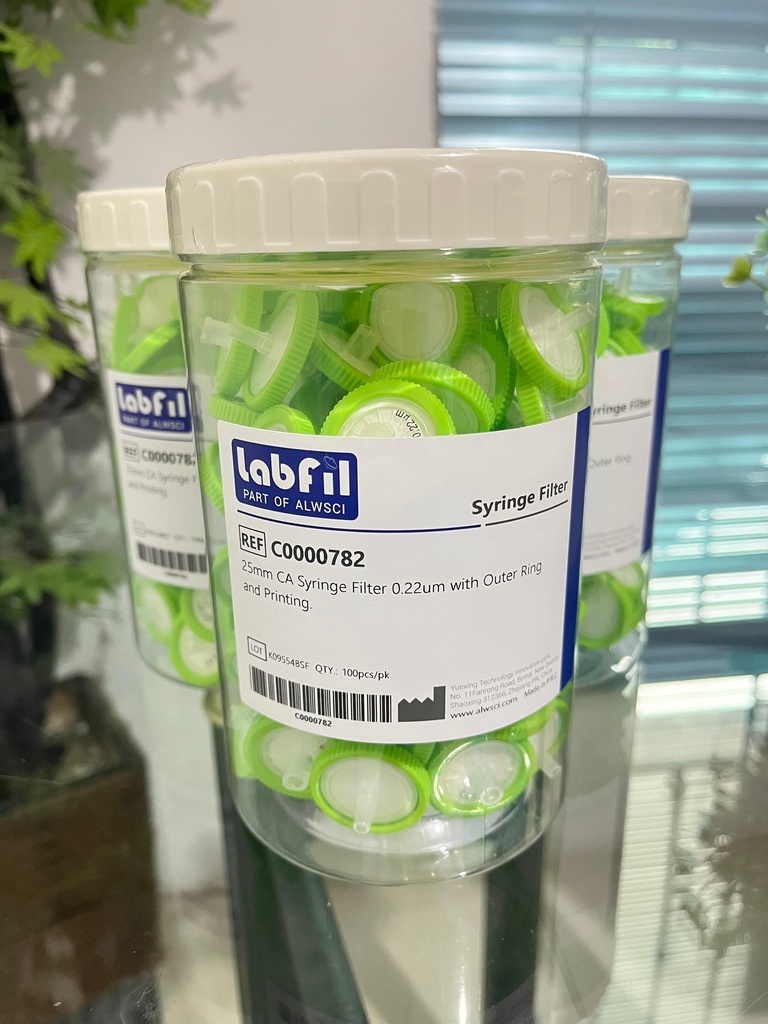 CA Syringe Filter 25 mm 0.22 um with Outer Ring and Printing C0000782