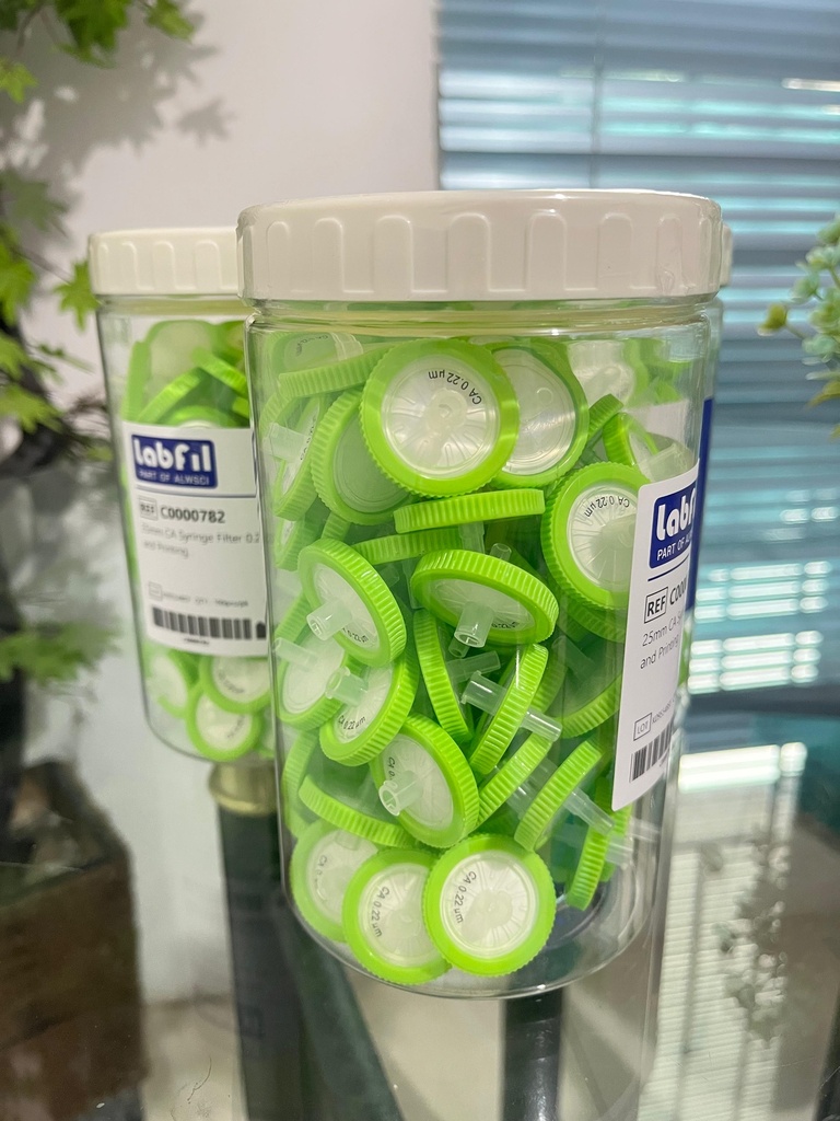 CA Syringe Filter 25 mm 0.22 um with Outer Ring and Printing C0000782