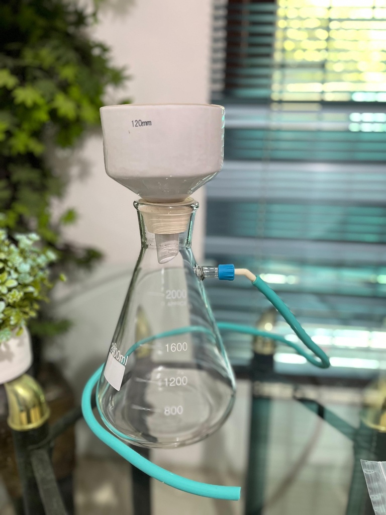 Set Vacuum Filtration Corong Buchner 120mm with Filtering Flask 2000 ml