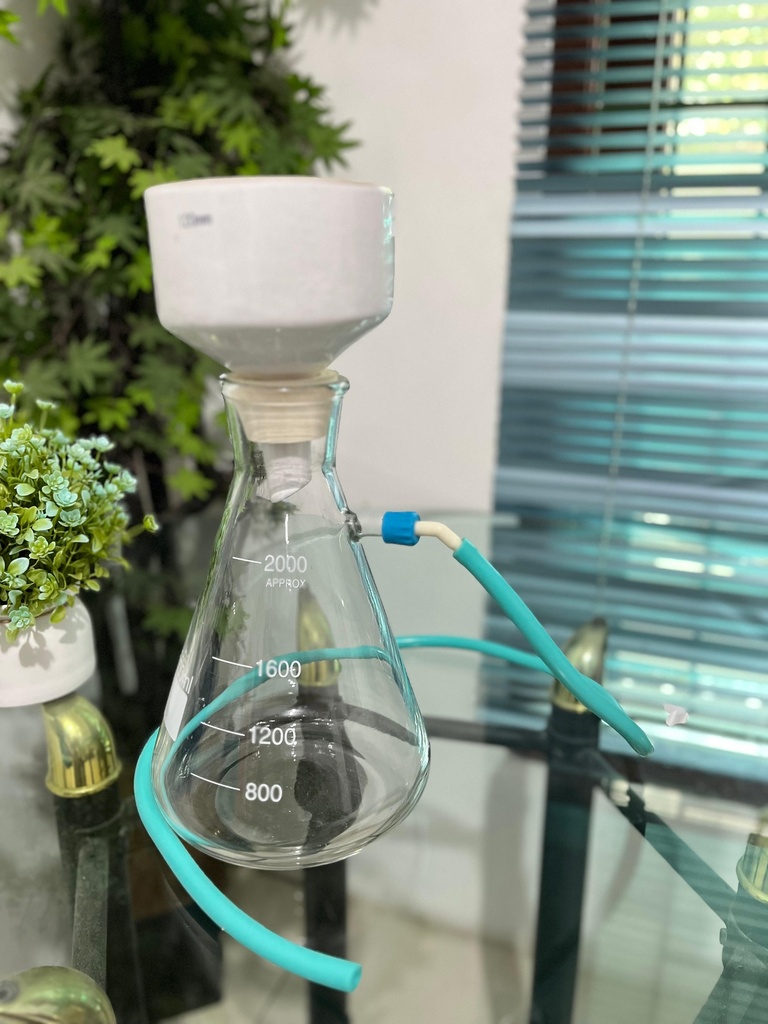 Set Vacuum Filtration Corong Buchner 120mm with Filtering Flask 2000 ml
