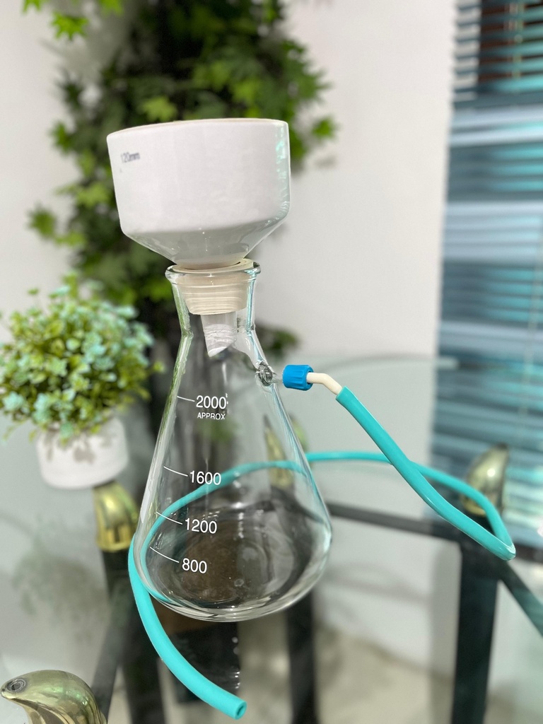 Set Vacuum Filtration Corong Buchner 120mm with Filtering Flask 2000 ml