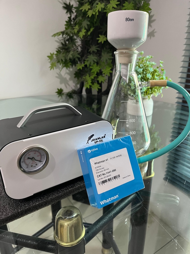 Set Buchner Filter 80mm Plus Vacuum Pump VP-10L JOANLAB And Filter Papers Diameter 90mm Whatman
