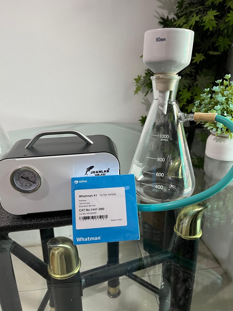 Set Buchner Filter 80mm Plus Vacuum Pump VP-10L JOANLAB And Filter Papers Diameter 90mm Whatman
