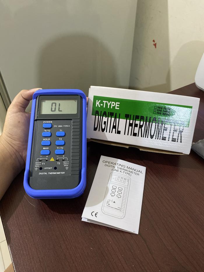 Digital Thermometer Dual Channel Type K Model TFC 306A Microtemp