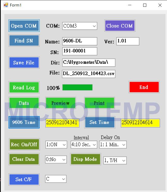 Thermohygrometer Data Logger TFC-9606DL Microtemp