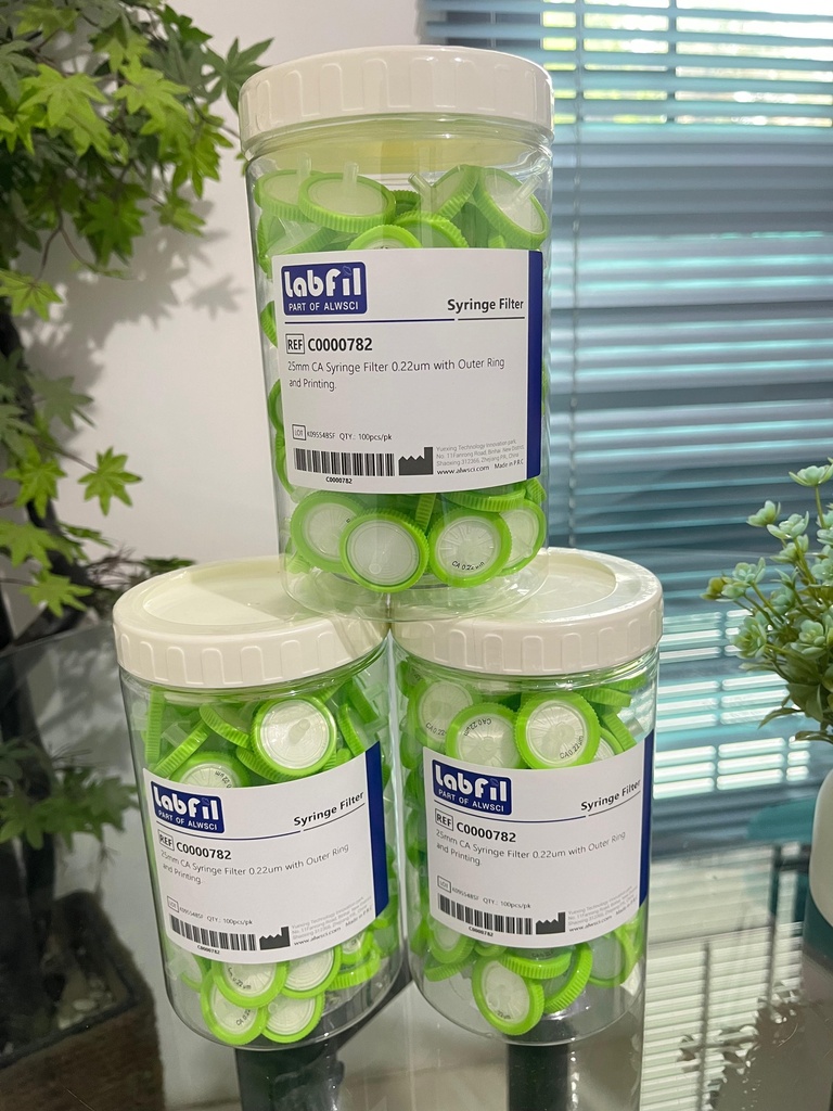 CA Syringe Filter 25 mm 0.22 um with Outer Ring and Printing C0000782