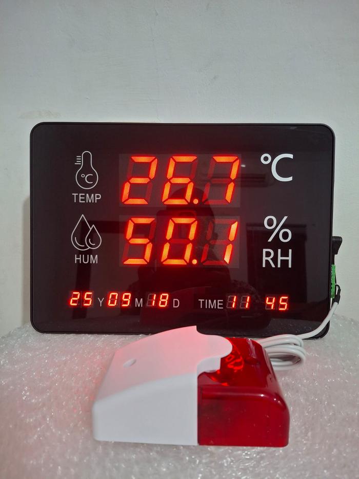 Digital Large Thermohygrometer 14 Inchi dengan Display Waktu dan Tanggal Alarm Eksternal Output RS485 dan USB Mini Monitor Suhu dan Kelembaban WT308G