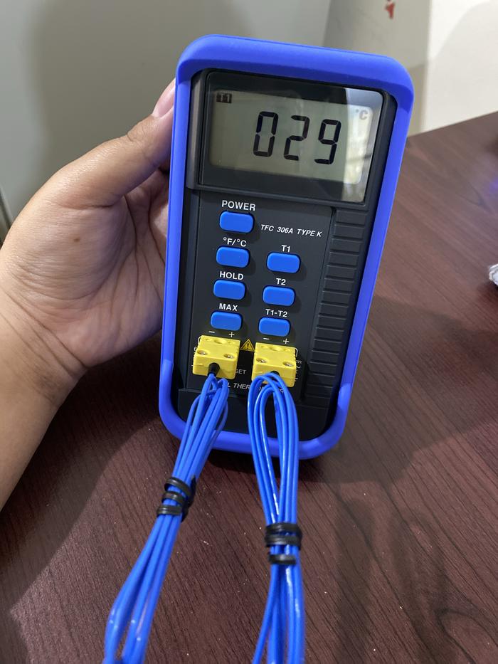 Digital Thermometer Dual Channel Type K Model TFC 306A Microtemp