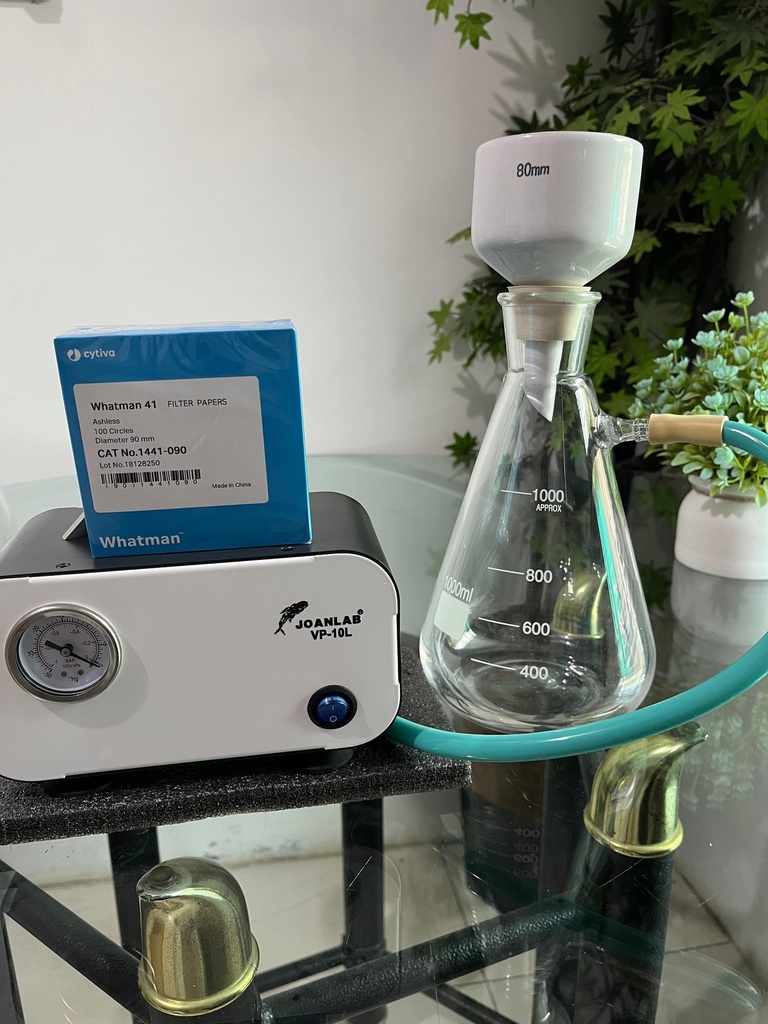 Set Buchner Filter 80mm Plus Vacuum Pump VP-10L JOANLAB And Filter Papers Diameter 90mm Whatman