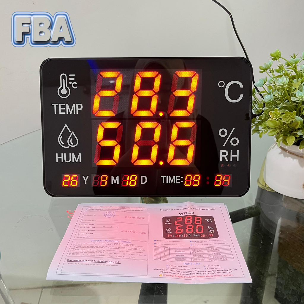 Digital Large Thermohygrometer Data Logger WT-308G Monitor Suhu Kelembaban Alarm RS485 14 Inch