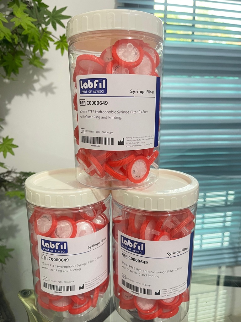 PTFE Syringe Filter Hydrophobic 25 mm 0.45 um C0000649