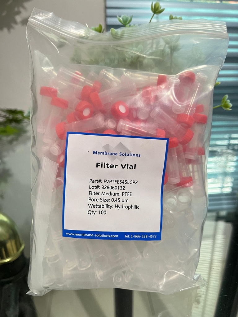 Filter Vial PTFE Hydrophilic 0.45 um Membrane Solution
