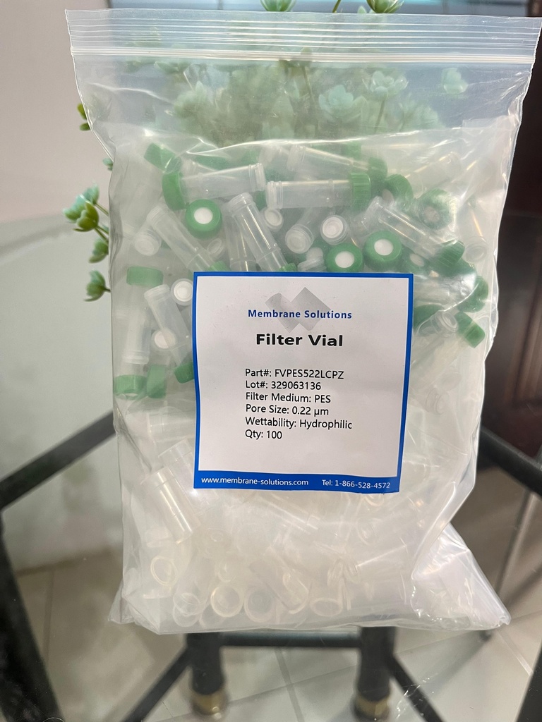 Filter Vial PES 0.22 um Membrane Solution