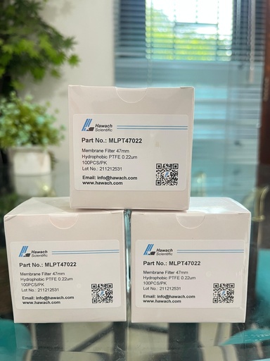Membrane Filter 47mm Hydrophobic PTFE 0.22um MLPT47022 HAWACH 100pcs/pk
