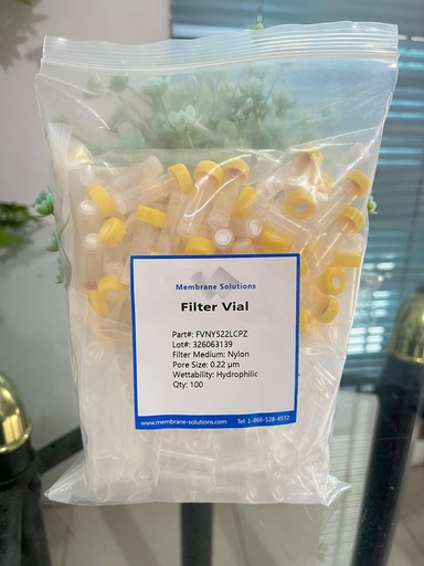 Filter Vial Nylon 0.22 um Membrane Solution
